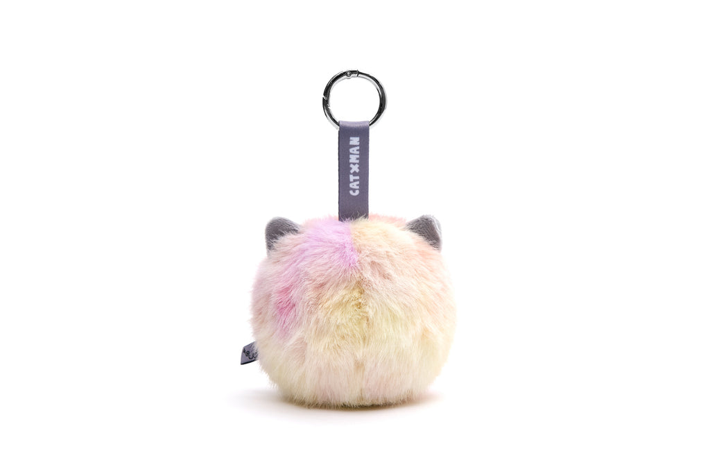 CATXMAN FURRY BALL SHAPE PLUSH KEYCHAIN (PINK MULTI)