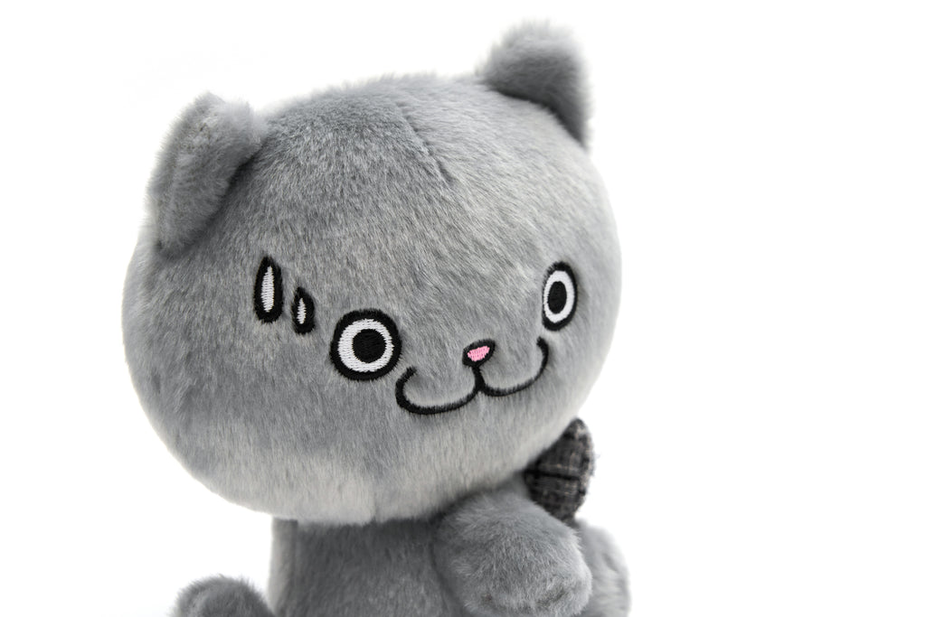 CATXMAN SMALL PLUSH WITH GREY TWEED BOW