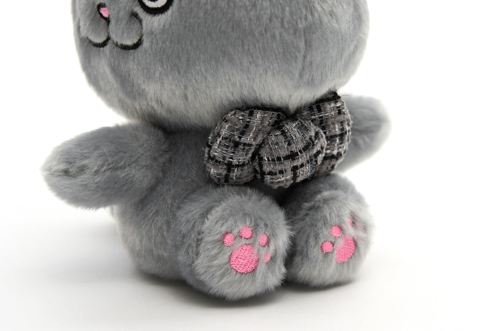 CATXMAN SMALL PLUSH WITH GREY TWEED BOW