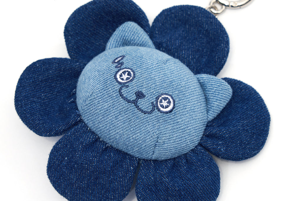 CATXMAN DENIM FLOWER KEY RING