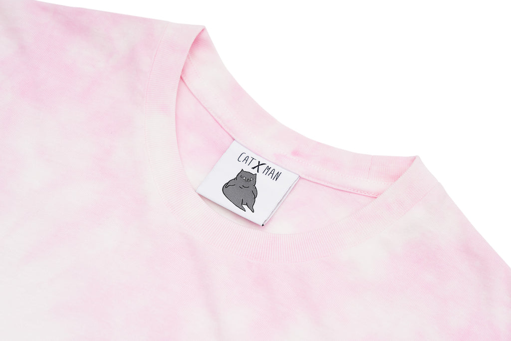 CATXMAN HEART TIE DYE PINK CREW NECK TEE