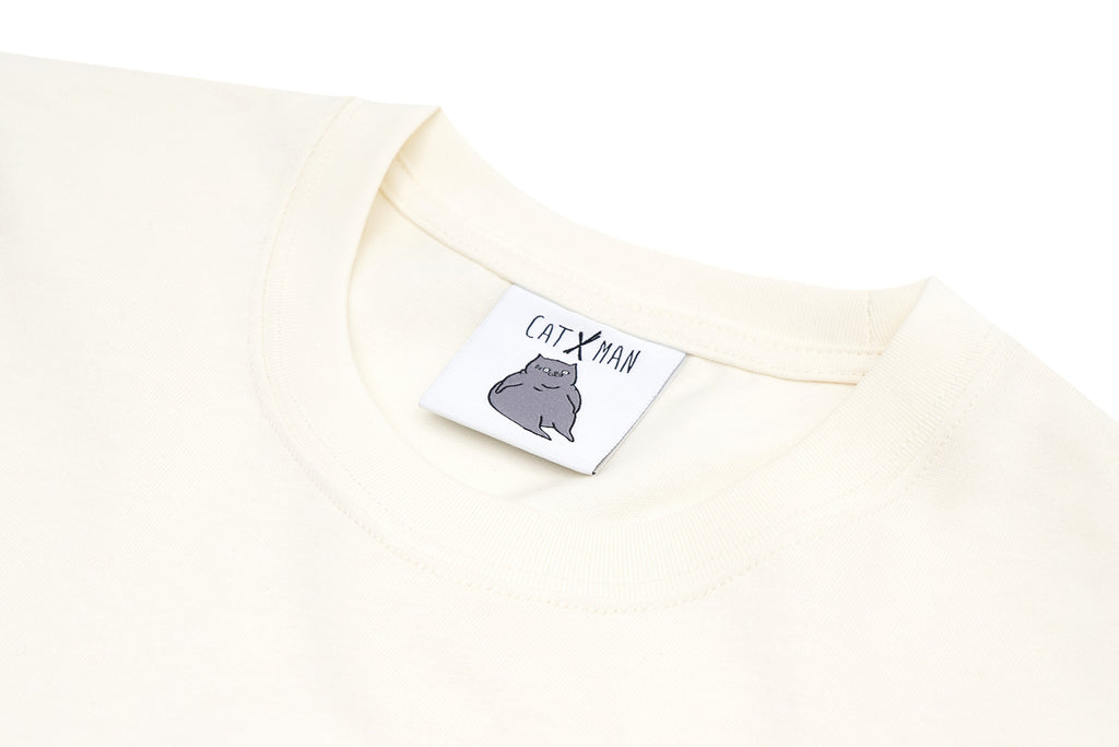 CATXMAN FLOCKING TEXTURE CREAM CREW NECK TEE