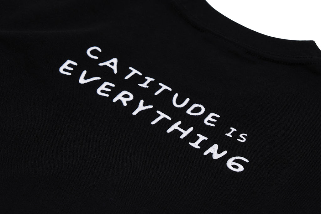 CATXMAN DOT EYES BLACK CREW NECK TEE