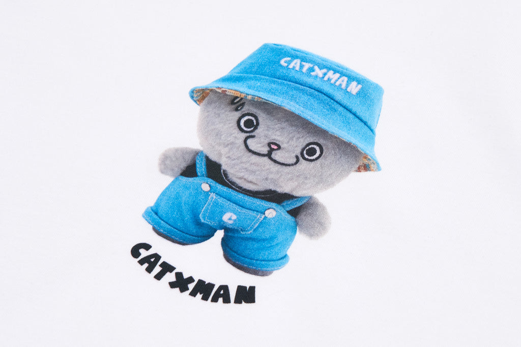CATXMAN DENIM COSTUME WHITE CREW NECK TEE